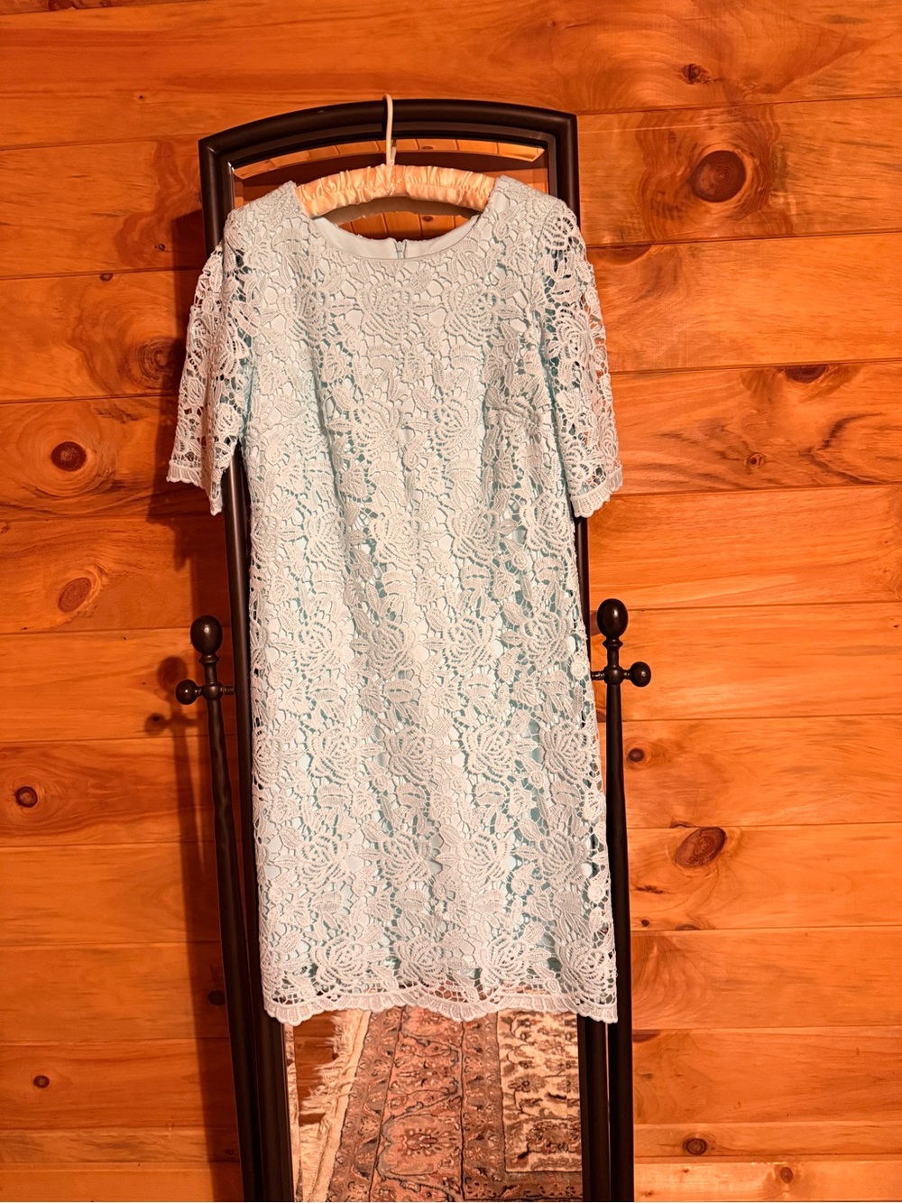 Sandra Darren Light Blue Lace Midi Dress